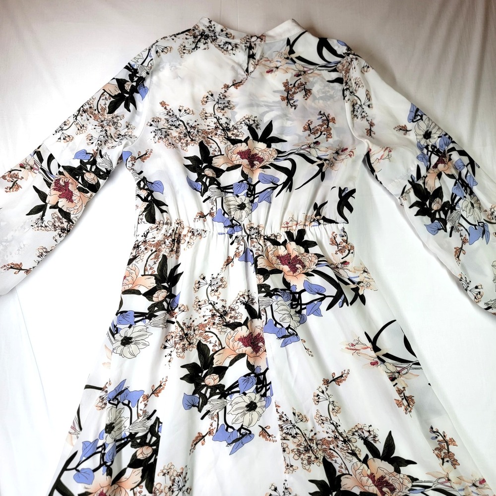Shein Dress Womens Large White Floral Long Sleeve Maxi Flowy Boho Spring Elegant - Picture 5 of 13